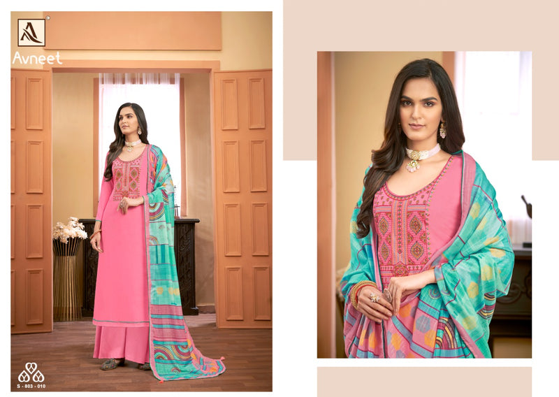 Alok Suit Avneet Pure Jam Embroidery Diamond Work Salwar Kameez