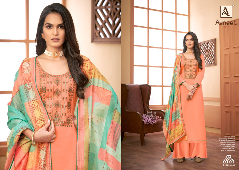 Alok Suit Avneet Pure Jam Embroidery Diamond Work Salwar Kameez