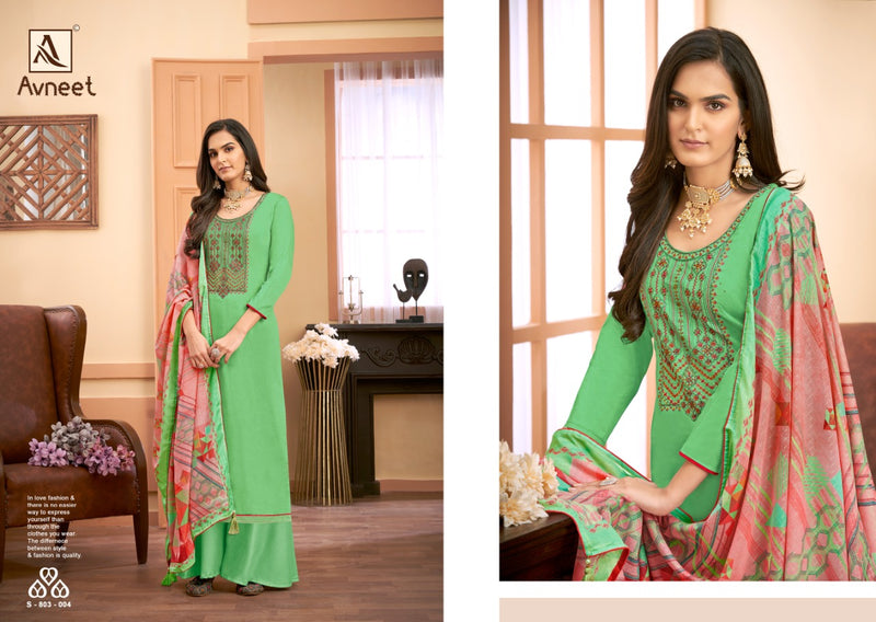 Alok Suit Avneet Pure Jam Embroidery Diamond Work Salwar Kameez