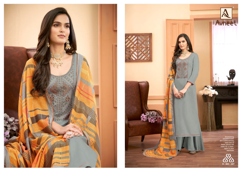 Alok Suit Avneet Pure Jam Embroidery Diamond Work Salwar Kameez