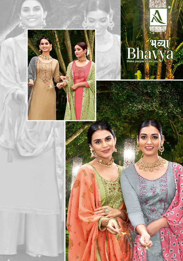 Alok Suit Bhavya Pure Jam Self Embroidered Printed Diamond Work Salwar Suit