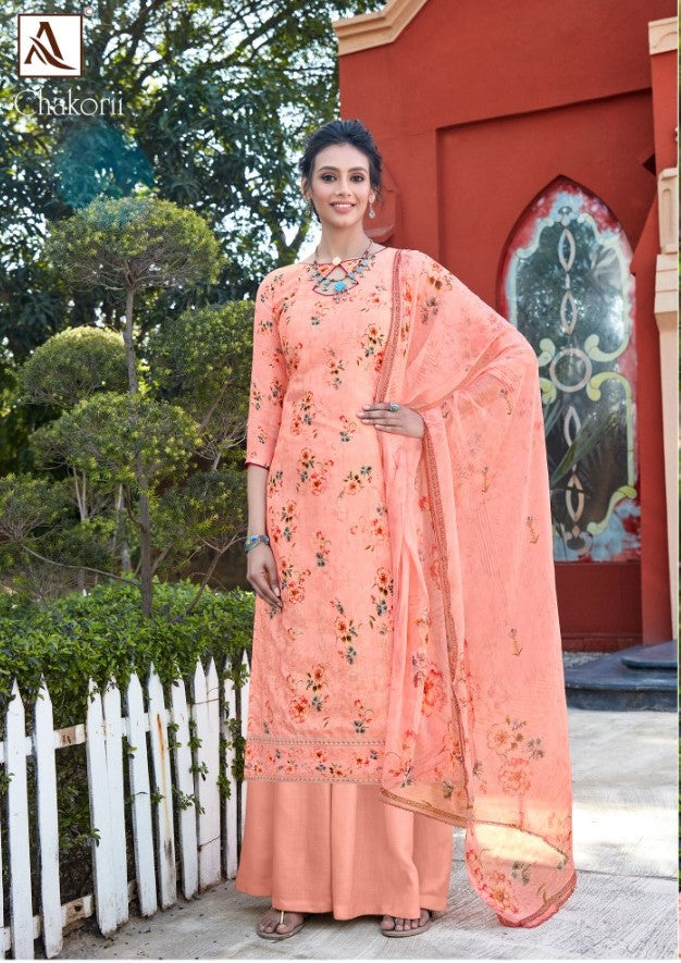 Alok Suit Chakori Pure Jam Cotton Self Embroidery Work Digital Print Salwar Suit