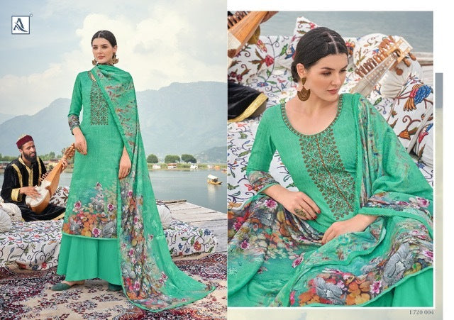 Alok Suit Nalinii Pure Jam Cotton Digital Print Fancy Embroidered Work Salwar Kameez