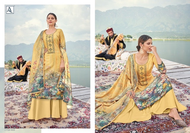 Alok Suit Nalinii Pure Jam Cotton Digital Print Fancy Embroidered Work Salwar Kameez