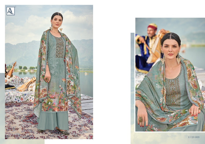 Alok Suit Nalinii Pure Jam Cotton Digital Print Fancy Embroidered Work Salwar Kameez