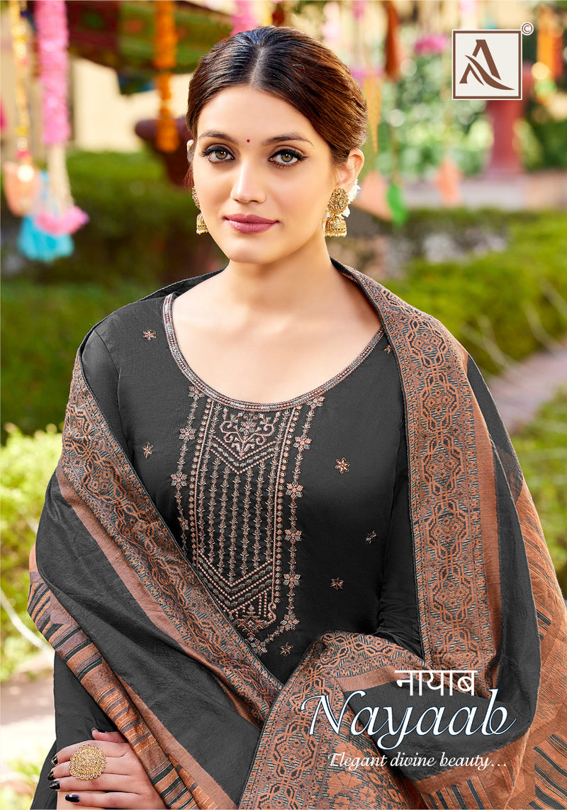 Alok Suit Nayaab Pure Jam Cotton Embroidered Swarovaski Diamond Work Salwar Suit