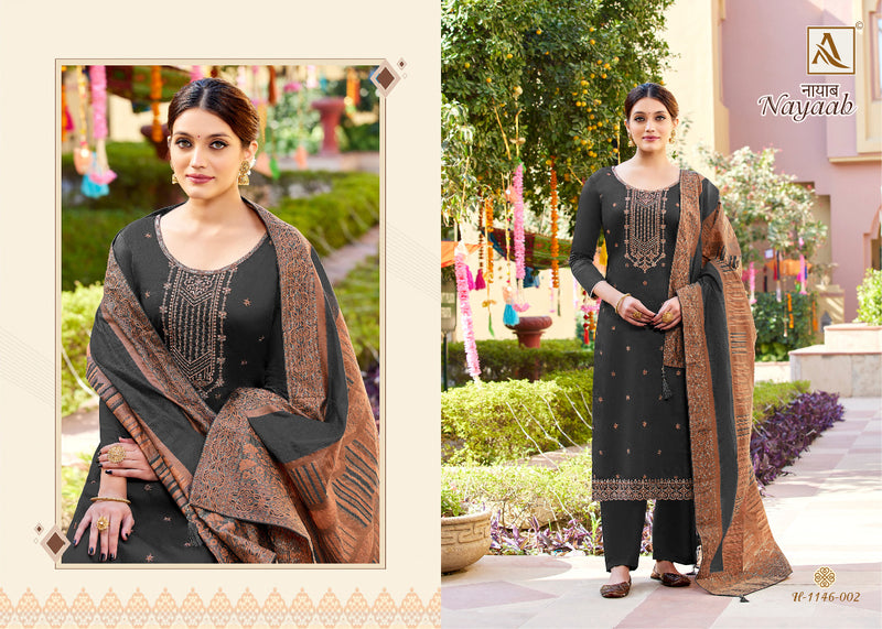 Alok Suit Nayaab Pure Jam Cotton Embroidered Swarovaski Diamond Work Salwar Suit