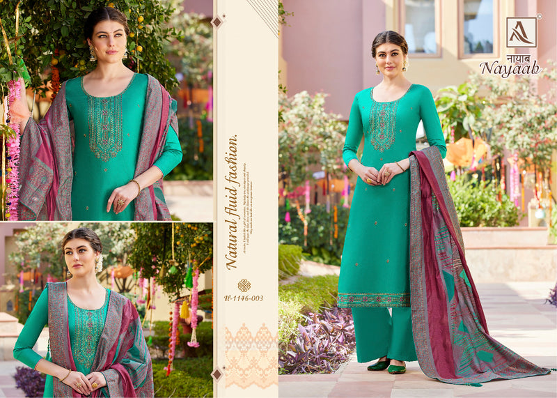 Alok Suit Nayaab Pure Jam Cotton Embroidered Swarovaski Diamond Work Salwar Suit