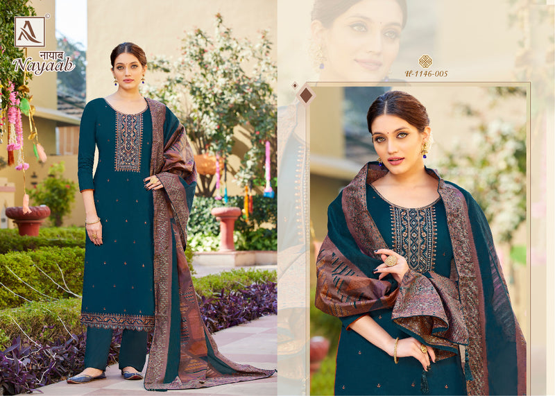 Alok Suit Nayaab Pure Jam Cotton Embroidered Swarovaski Diamond Work Salwar Suit