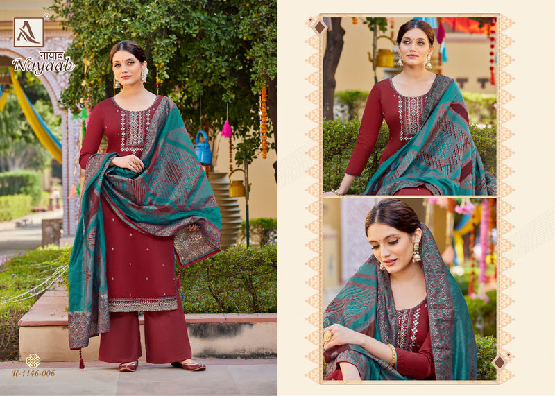 Alok Suit Nayaab Pure Jam Cotton Embroidered Swarovaski Diamond Work Salwar Suit