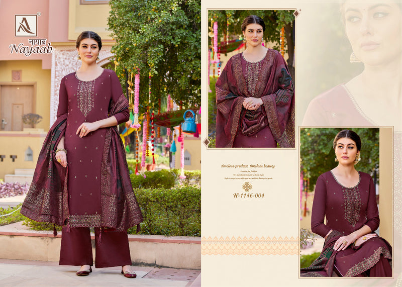 Alok Suit Nayaab Pure Jam Cotton Embroidered Swarovaski Diamond Work Salwar Suit