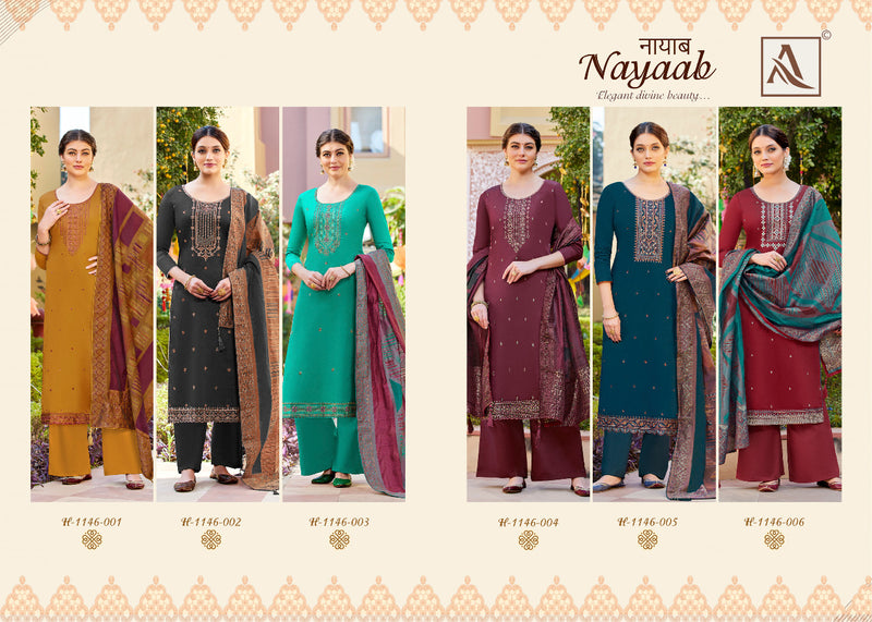 Alok Suit Nayaab Pure Jam Cotton Embroidered Swarovaski Diamond Work Salwar Suit