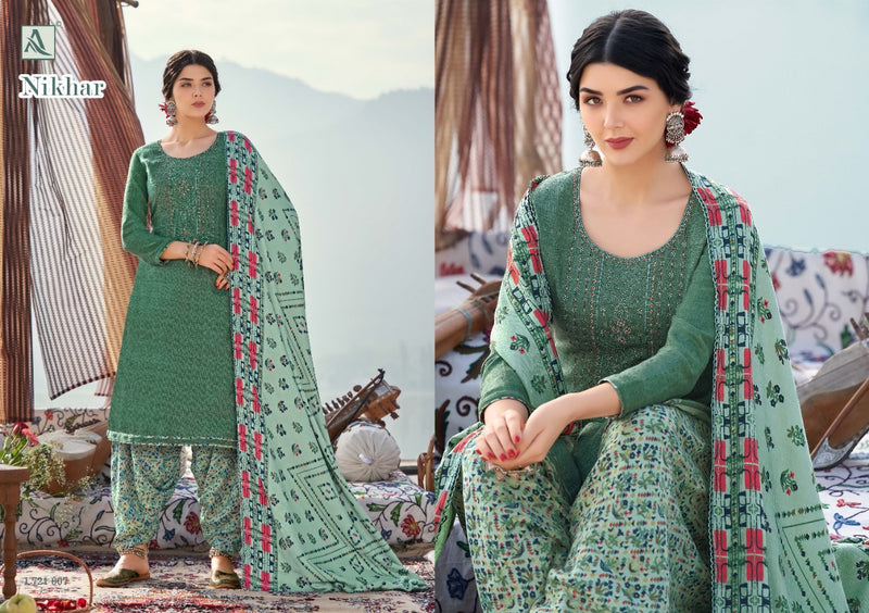 Alok Suit  Nikhar Pashmina Self Print With Exclusive Embroidery Salwar Suit