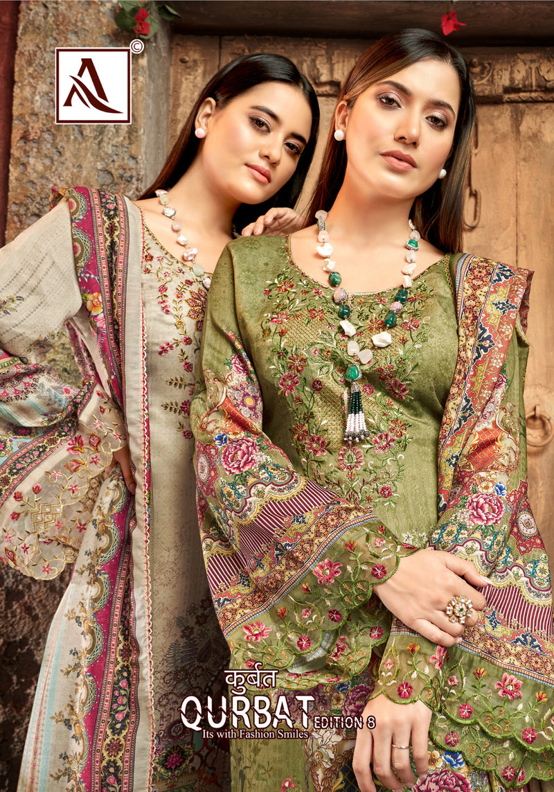 Alok Suit Qurbat Vol 8 Zam Cotton Digital Printed Fancy Embroidery Work Salwar Suit