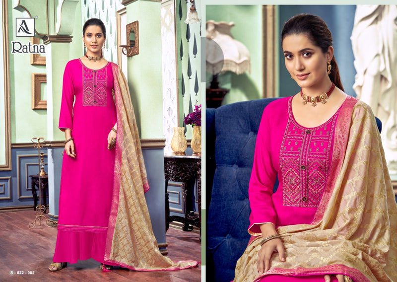 Alok Suit Ratna Viscose Rayon Dyed With Embroidery Work Suit