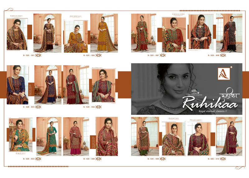 Alok Suit Ruhikaa Pure Wool Pashmina Digital Pirnt Swarovski Work Salwar Kameez