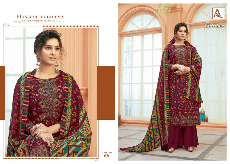 Alok Suit Ruhikaa Pure Wool Pashmina Digital Pirnt Swarovski Work Salwar Kameez