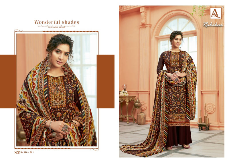 Alok Suit Ruhikaa Pure Wool Pashmina Digital Pirnt Swarovski Work Salwar Kameez
