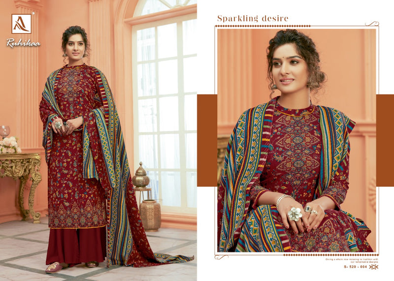 Alok Suit Ruhikaa Pure Wool Pashmina Digital Pirnt Swarovski Work Salwar Kameez