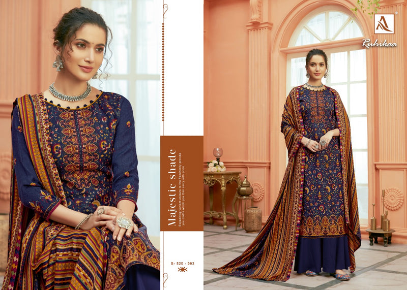 Alok Suit Ruhikaa Pure Wool Pashmina Digital Pirnt Swarovski Work Salwar Kameez