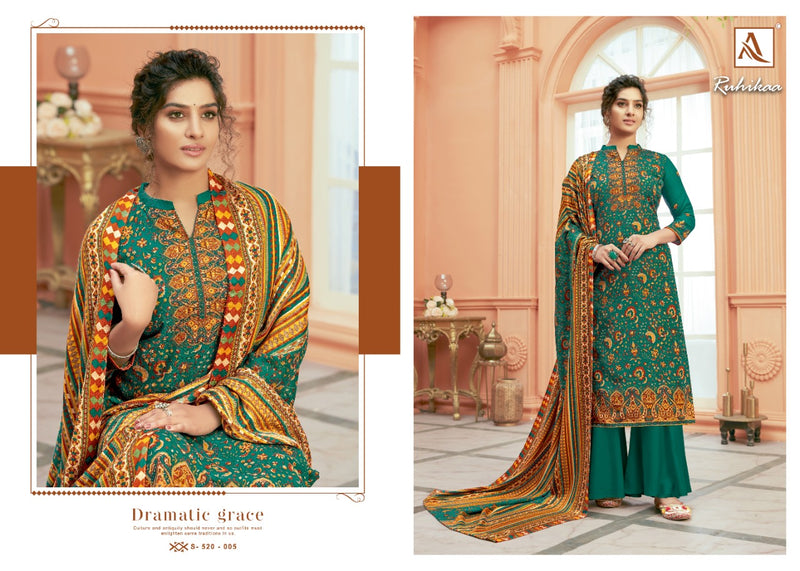 Alok Suit Ruhikaa Pure Wool Pashmina Digital Pirnt Swarovski Work Salwar Kameez