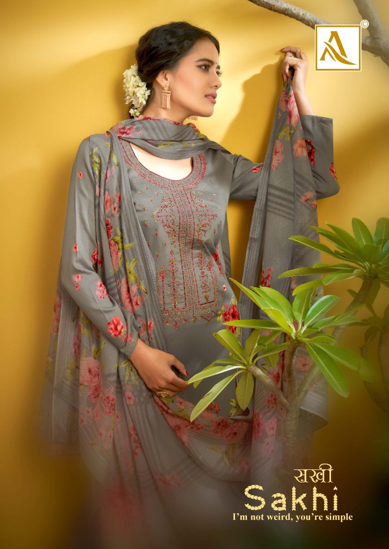 Alok Suit Sakhi Jam Digital Print With Fancy Thread Embroidery Work Salwar Kameez