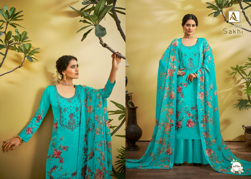 Alok Suit Sakhi Jam Digital Print With Fancy Thread Embroidery Work Salwar Kameez