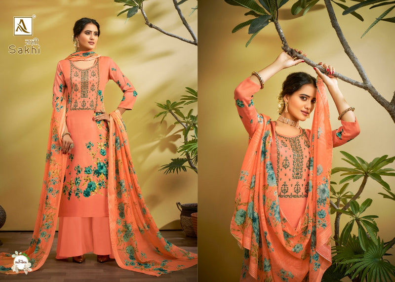 Alok Suit Sakhi Jam Digital Print With Fancy Thread Embroidery Work Salwar Kameez