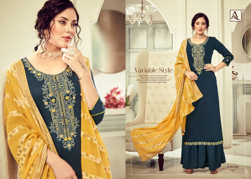 Alok Suit Shaffa Pure Jam Cotton Fancy Embroidered Work Salwar Kameez