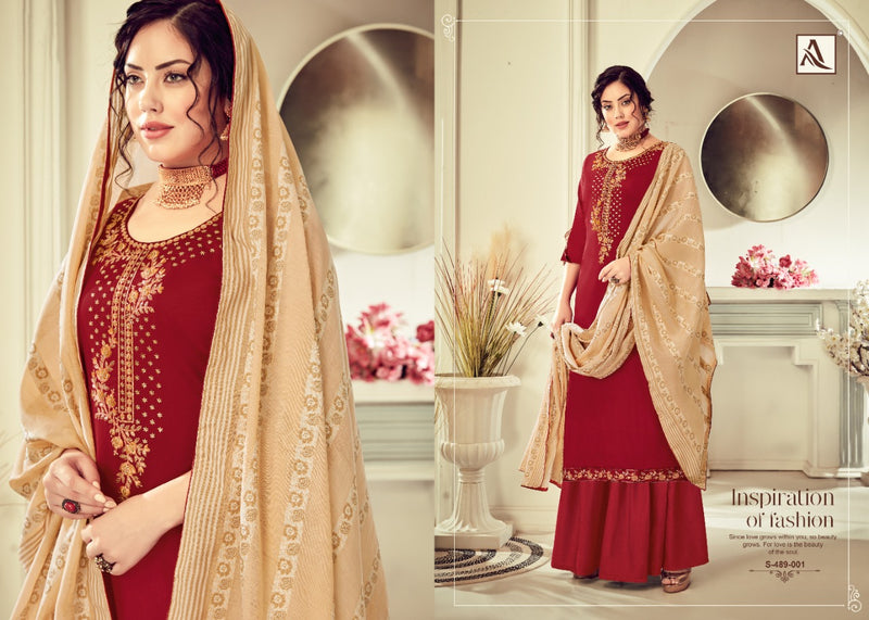 Alok Suit Shaffa Pure Jam Cotton Fancy Embroidered Work Salwar Kameez