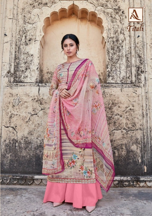 Alok Suit Titali Jam Satin Digital Print Swarovski Diamond Work Salwar Suits