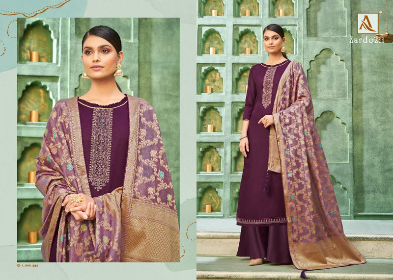 Alok Suit Zardozii Pure Jam Cotton Fancy Embroidery Work Salwar Suits