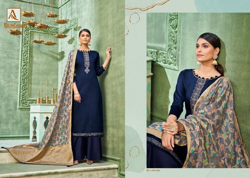 Alok Suit Zardozii Pure Jam Cotton Fancy Embroidery Work Salwar Suits