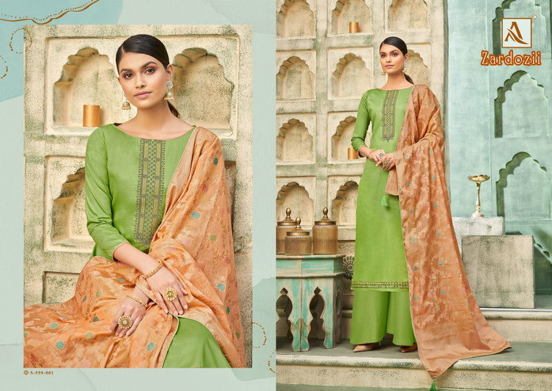 Alok Suit Zardozii Pure Jam Cotton Fancy Embroidery Work Salwar Suits
