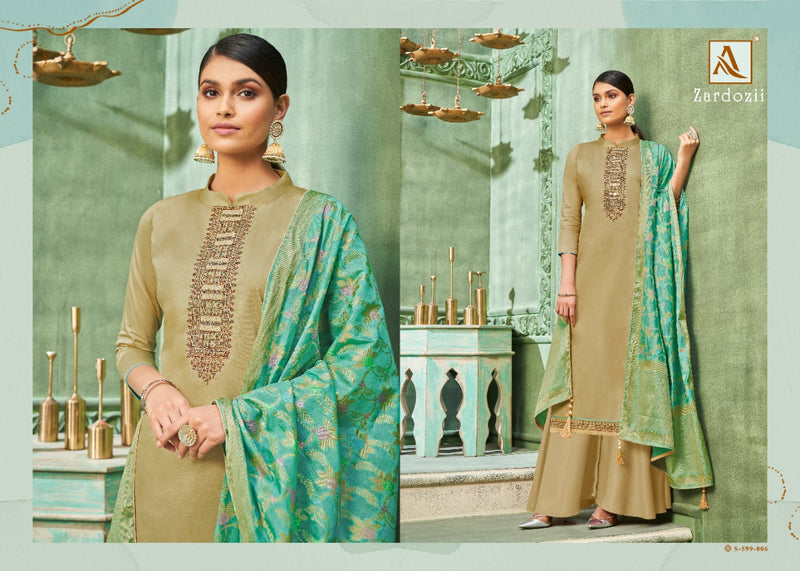 Alok Suit Zardozii Pure Jam Cotton Fancy Embroidery Work Salwar Suits