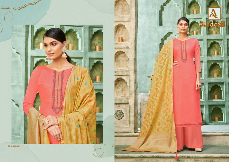 Alok Suit Zardozii Pure Jam Cotton Fancy Embroidery Work Salwar Suits