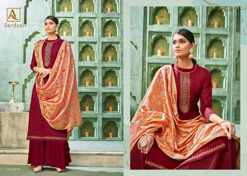 Alok Suit Zardozii Pure Jam Cotton Fancy Embroidery Work Salwar Suits