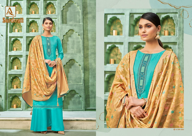 Alok Suit Zardozii Pure Jam Cotton Fancy Embroidery Work Salwar Suits