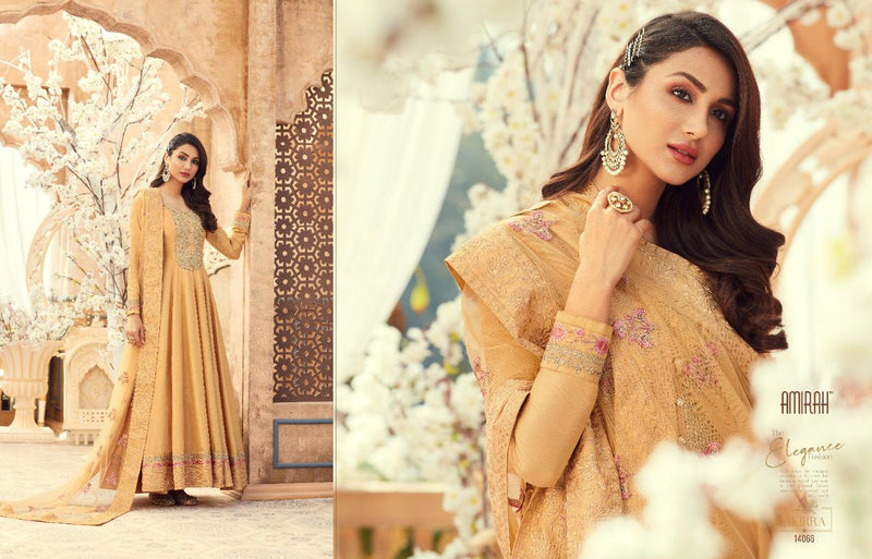 Amirah Designer Launch Akiraa Dola Silk With Heavy Embroidery And Handwork Designer Wedding Wear Salwar Kameez