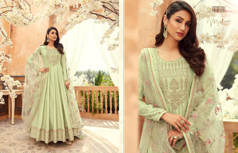 Amirah Designer Launch Akiraa Dola Silk With Heavy Embroidery And Handwork Designer Wedding Wear Salwar Kameez