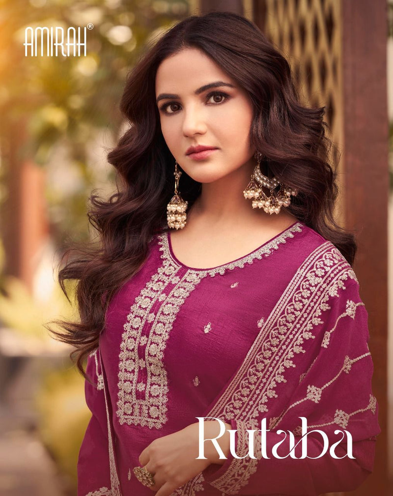 Amirah Rutaba Heavy Dola Silk With Embroidered Work Salwar Suit