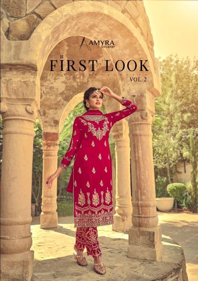 Amyra Designer First Look Vol 2 Georgette With Heavy Embroidery Diamond Work Sawlar Suit