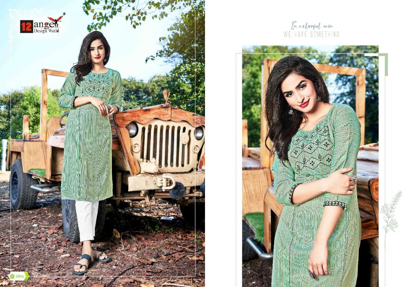 Angle Pestle Cotton Casual Wear Kurti