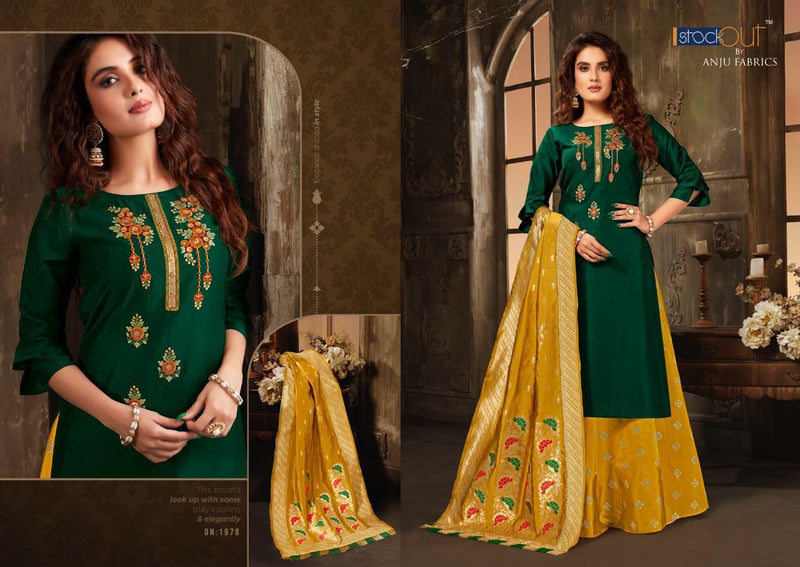 Anju Fabric Vivaah Bemberg Silk Exclicive Heavy Embrodery Work Kurti