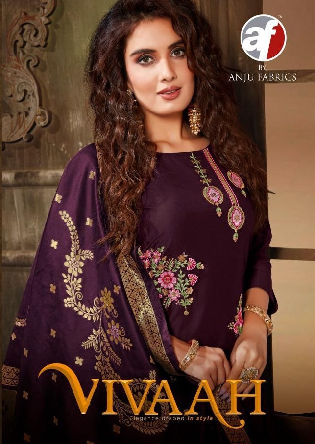 Anju Fabric Vivaah Bemberg Silk Exclicive Heavy Embrodery Work Kurti