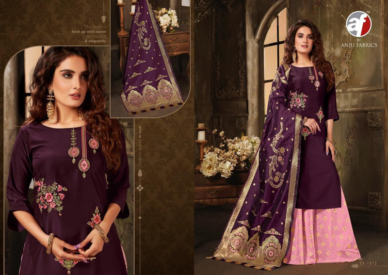 Anju Fabric Vivaah Bemberg Silk Exclicive Heavy Embrodery Work Kurti