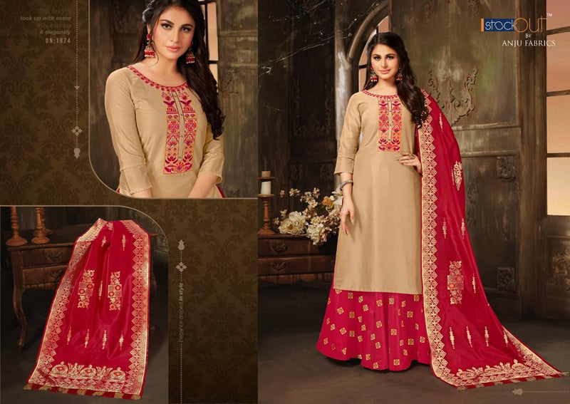 Anju Fabric Vivaah Bemberg Silk Exclicive Heavy Embrodery Work Kurti