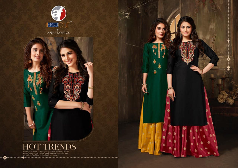 Anju Fabric Vivaah Bemberg Silk Exclicive Heavy Embrodery Work Kurti