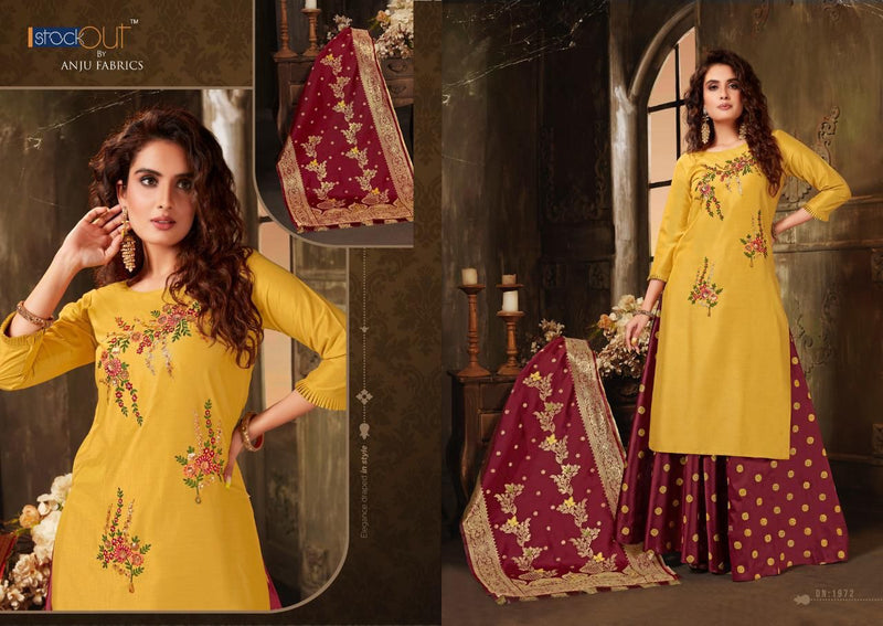 Anju Fabric Vivaah Bemberg Silk Exclicive Heavy Embrodery Work Kurti