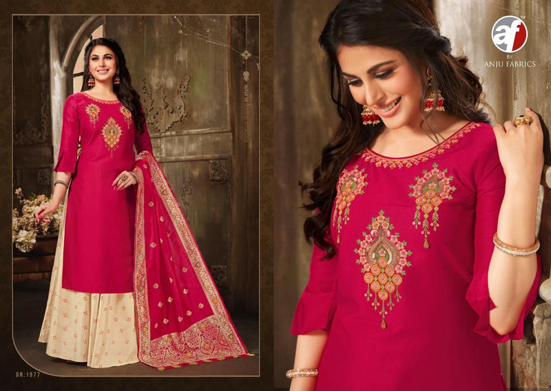 Anju Fabric Vivaah Bemberg Silk Exclicive Heavy Embrodery Work Kurti